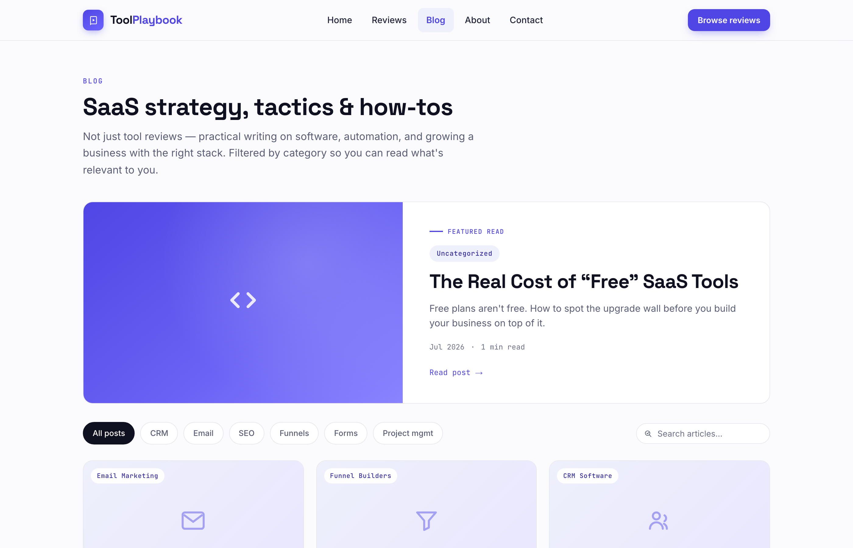 Front-end: blog index