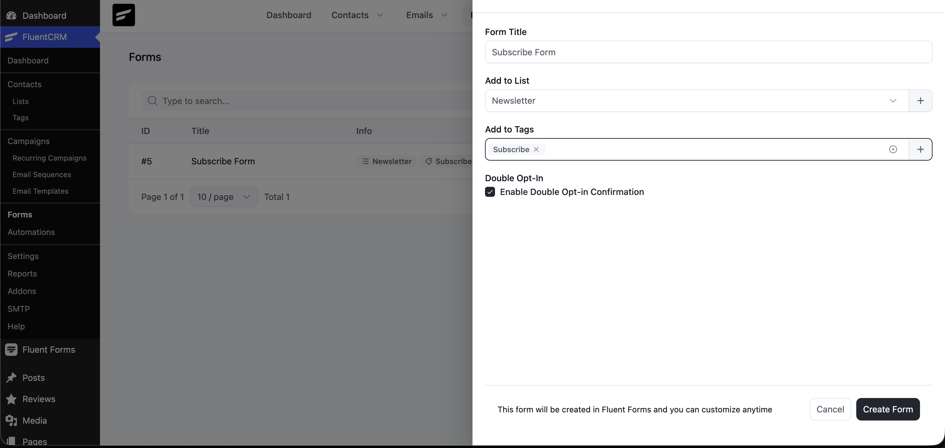 Configure the subscribe form